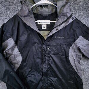 Columbia Men's Large Black & Gray Full Zip Windbreaker Jacket Mesh Lining Snap